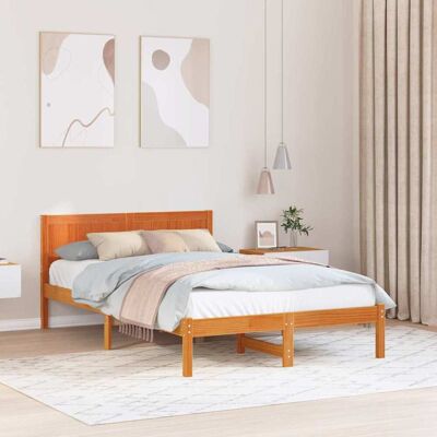 vidaXL Bettgestell Braun 135 x 190 cm Massivholz Kiefer - Braun vidaXL Bettgestell Braun 135 x 190 cm Massivholz Kiefer - Braun