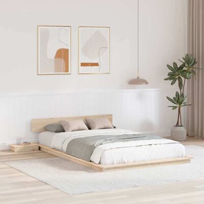 vidaXL Bettgestell Braun 135 x 190 cm Holz - Braun vidaXL Bettgestell Braun 135 x 190 cm Holz - Braun