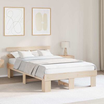 vidaXL Bettrahmen mit Kopfteil Natur 120 x 190 cm Massives Kiefernholz - Braun vidaXL Bettrahmen mit Kopfteil Natur 120 x 190 cm Massives Kiefernholz - Braun