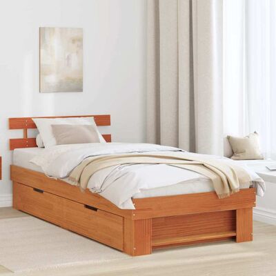 vidaXL Bettrahmen Wachsbraun 90 x 200 cm Massives Kiefernholz - Braun vidaXL Bettrahmen Wachsbraun 90 x 200 cm Massives Kiefernholz - Braun