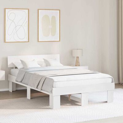 vidaXL Bettrahmen mit Kopfteil Weiß 120 x 190 cm Massives Kiefernholz - Weiß vidaXL Bettrahmen mit Kopfteil Weiß 120 x 190 cm Massives Kiefernholz - Weiß
