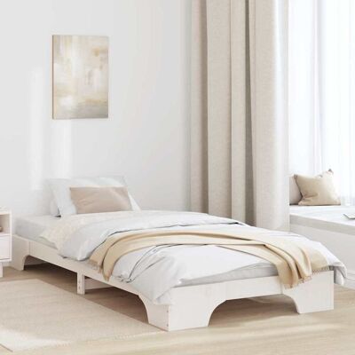 vidaXL Bettrahmen Weiß 75 x 190 cm Massives Kiefernholz - Weiß vidaXL Bettrahmen Weiß 75 x 190 cm Massives Kiefernholz - Weiß