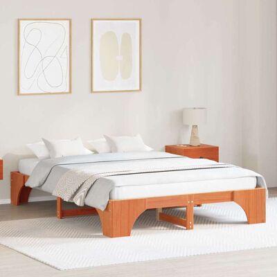 vidaXL Bettrahmen Wachsbraun 150 x 200 cm Massives Kiefernholz - Braun vidaXL Bettrahmen Wachsbraun 150 x 200 cm Massives Kiefernholz - Braun