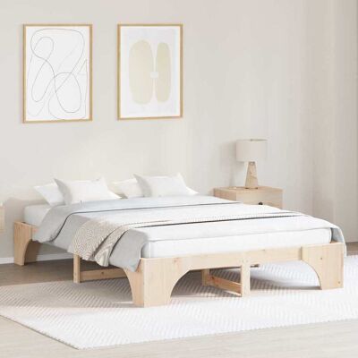 vidaXL Bettrahmen Natur 140 x 200 cm Massives Kiefernholz - Braun vidaXL Bettrahmen Natur 140 x 200 cm Massives Kiefernholz - Braun