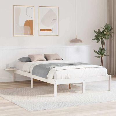 vidaXL Bettrahmen Weiß 135 x 190 cm Massives Kiefernholz - Weiß vidaXL Bettrahmen Weiß 135 x 190 cm Massives Kiefernholz - Weiß