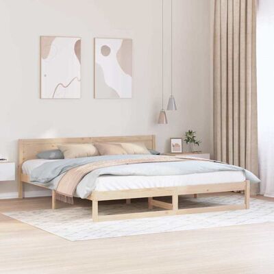 vidaXL Bettrahmen mit Kopfteil Natur 180 x 200 cm Massives Kiefernholz - Braun vidaXL Bettrahmen mit Kopfteil Natur 180 x 200 cm Massives Kiefernholz - Braun