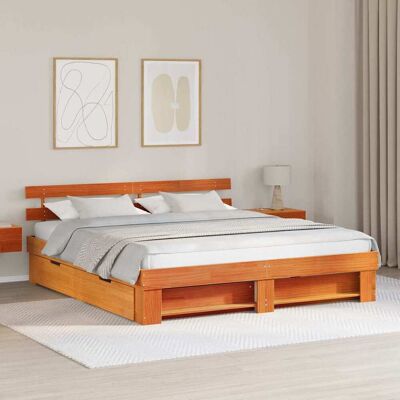 vidaXL Bettrahmen Wachsbraun 180 x 200 cm Massives Kiefernholz - Braun vidaXL Bettrahmen Wachsbraun 180 x 200 cm Massives Kiefernholz - Braun