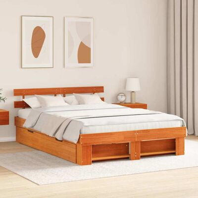 vidaXL Bettrahmen Wachsbraun 160 x 200 cm Massives Kiefernholz - Braun vidaXL Bettrahmen Wachsbraun 160 x 200 cm Massives Kiefernholz - Braun