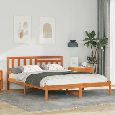 vidaXL Bettgestell Wachsbraun 135 x 190 cm Massivholz Kiefer - Braun vidaXL Bettgestell Wachsbraun 135 x 190 cm Massivholz Kiefer - Braun