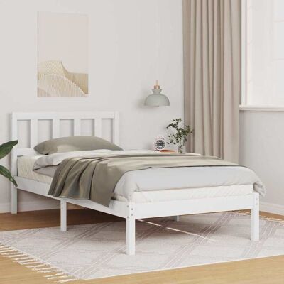 vidaXL Bettrahmen mit Kopfteil Weiß 75 x 190 cm Massives Kiefernholz - Weiß vidaXL Bettrahmen mit Kopfteil Weiß 75 x 190 cm Massives Kiefernholz - Weiß