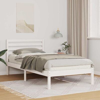 vidaXL Bettrahmen mit Kopfteil Weiß 75 x 190 cm Massives Kiefernholz - Weiß vidaXL Bettrahmen mit Kopfteil Weiß 75 x 190 cm Massives Kiefernholz - Weiß