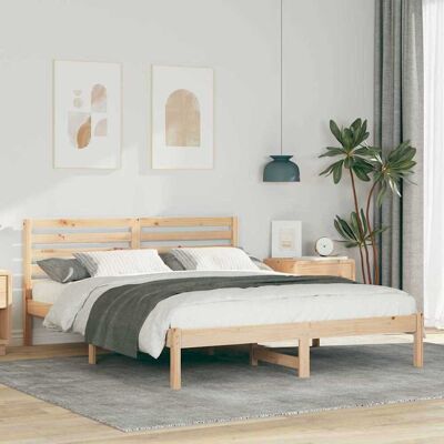 vidaXL Bettrahmen mit Kopfteil Braun 150 x 200 cm Massives Kiefernholz - Braun vidaXL Bettrahmen mit Kopfteil Braun 150 x 200 cm Massives Kiefernholz - Braun