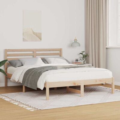 vidaXL Bettrahmen mit Kopfteil Braun 135 x 190 cm Massives Kiefernholz - Braun vidaXL Bettrahmen mit Kopfteil Braun 135 x 190 cm Massives Kiefernholz - Braun
