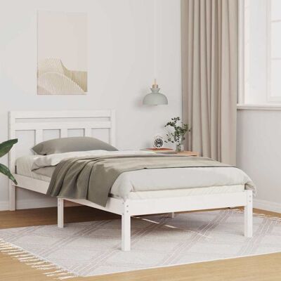 vidaXL Bettrahmen Weiß 90 x 190 cm Massives Kiefernholz - Weiß vidaXL Bettrahmen Weiß 90 x 190 cm Massives Kiefernholz - Weiß