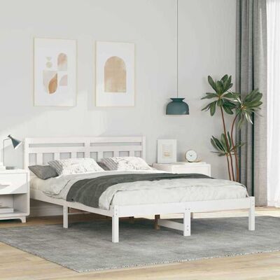 vidaXL Bettrahmen Weiß 140 x 190 cm Massives Kiefernholz - Weiß vidaXL Bettrahmen Weiß 140 x 190 cm Massives Kiefernholz - Weiß