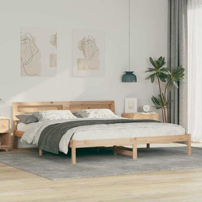 vidaXL Bettrahmen mit Kopfteil Braun 180 x 200 cm Massives Kiefernholz - Braun vidaXL Bettrahmen mit Kopfteil Braun 180 x 200 cm Massives Kiefernholz - Braun