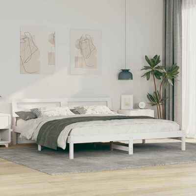 vidaXL Bettrahmen mit Kopfteil Weiß 180 x 200 cm Massives Kiefernholz - Weiß vidaXL Bettrahmen mit Kopfteil Weiß 180 x 200 cm Massives Kiefernholz - Weiß