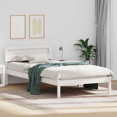 vidaXL Bettrahmen mit Kopfteil Weiß 90 x 190 cm Massives Kiefernholz - Weiß vidaXL Bettrahmen mit Kopfteil Weiß 90 x 190 cm Massives Kiefernholz - Weiß