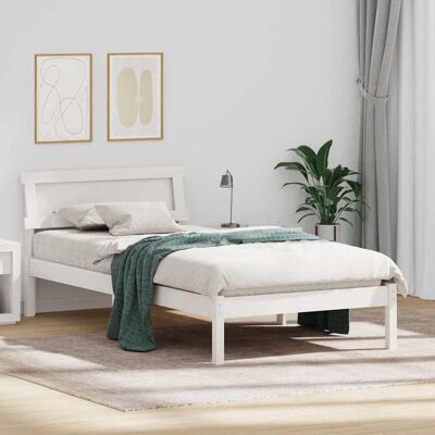 vidaXL Bettrahmen mit Kopfteil Weiß 75 x 190 cm Massives Kiefernholz - Weiß vidaXL Bettrahmen mit Kopfteil Weiß 75 x 190 cm Massives Kiefernholz - Weiß