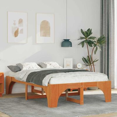 vidaXL Bettrahmen Braun 135 x 190 cm Massives Kiefernholz - Braun vidaXL Bettrahmen Braun 135 x 190 cm Massives Kiefernholz - Braun