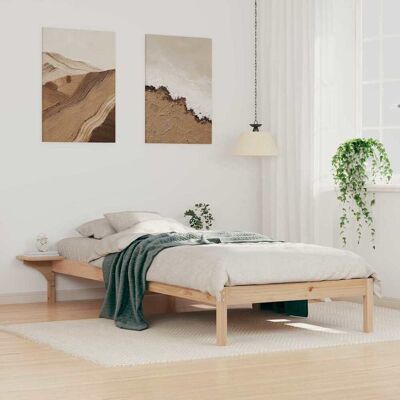 vidaXL Bettgestell mit Nachttischen Natur 90 x 210 cm - Braun vidaXL Bettgestell mit Nachttischen Natur 90 x 210 cm - Braun