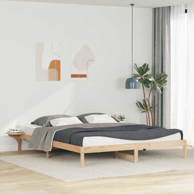vidaXL Bettgestell mit Nachttischen Natur 180 x 210 cm - Braun vidaXL Bettgestell mit Nachttischen Natur 180 x 210 cm - Braun