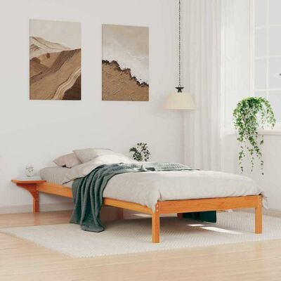 vidaXL Bettgestell mit Nachttischen Wachsbraun 90 x 220 cm - Braun vidaXL Bettgestell mit Nachttischen Wachsbraun 90 x 220 cm - Braun