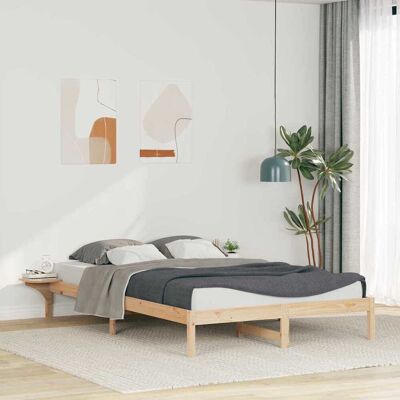 vidaXL Bettgestell mit Nachttischen Natur 160 x 220 cm - Braun vidaXL Bettgestell mit Nachttischen Natur 160 x 220 cm - Braun
