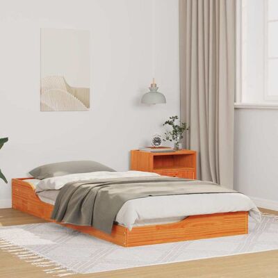 vidaXL Bettrahmen Wachsbraun 90 x 190 cm Massives Kiefernholz - Beige vidaXL Bettrahmen Wachsbraun 90 x 190 cm Massives Kiefernholz - Beige