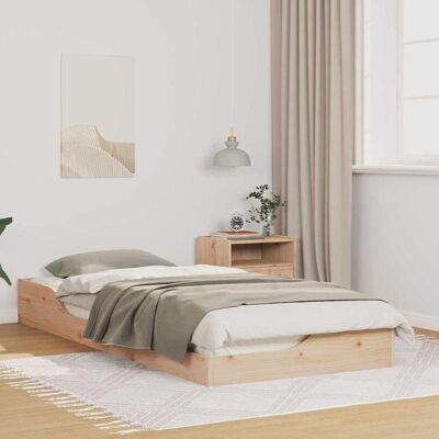 vidaXL Bettrahmen Braun 100 x 210 cm Massives Kiefernholz - Beige vidaXL Bettrahmen Braun 100 x 210 cm Massives Kiefernholz - Beige
