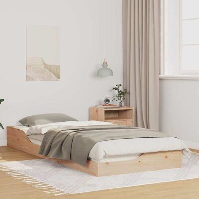 vidaXL Bettrahmen Braun 100 x 220 cm Massives Kiefernholz - Beige vidaXL Bettrahmen Braun 100 x 220 cm Massives Kiefernholz - Beige