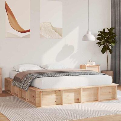 vidaXL Bettrahmen Braun 160 x 200 cm Massives Kiefernholz - Braun vidaXL Bettrahmen Braun 160 x 200 cm Massives Kiefernholz - Braun