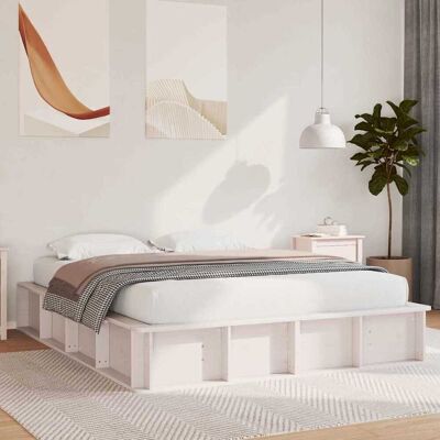 vidaXL Bettrahmen Weiß 150 x 200 cm Massives Kiefernholz - Weiß vidaXL Bettrahmen Weiß 150 x 200 cm Massives Kiefernholz - Weiß