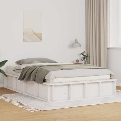 vidaXL Bettrahmen Weiß 135 x 190 cm Massives Kiefernholz - Weiß vidaXL Bettrahmen Weiß 135 x 190 cm Massives Kiefernholz - Weiß