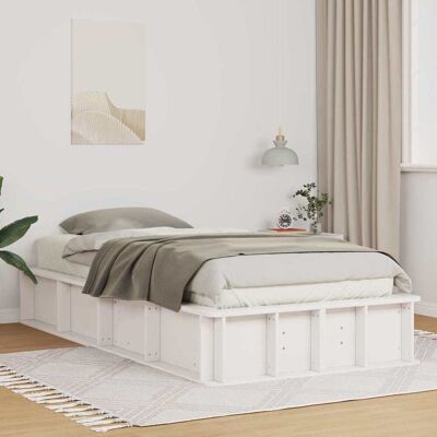 vidaXL Bettrahmen Weiß 90 x 190 cm Massives Kiefernholz - Weiß vidaXL Bettrahmen Weiß 90 x 190 cm Massives Kiefernholz - Weiß