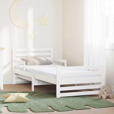 vidaXL Bettrahmen mit ausziehbarer Matratze Weiß 80 x 200 cm - Weiß vidaXL Bettrahmen mit ausziehbarer Matratze Weiß 80 x 200 cm - Weiß
