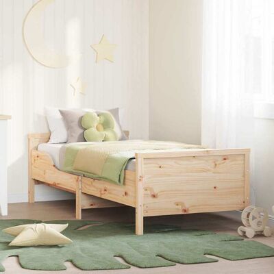 vidaXL Bettrahmen mit Kopfteil Braun 80 x 200 cm Holzwerkstoff - Beige vidaXL Bettrahmen mit Kopfteil Braun 80 x 200 cm Holzwerkstoff - Beige