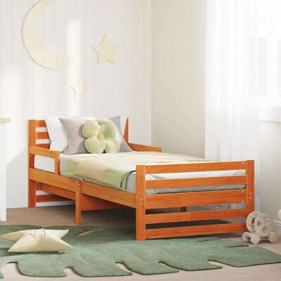 vidaXL Bettrahmen mit Kopfteil Wachsbraun 80 x 200 cm Holzwerkstoff - Braun vidaXL Bettrahmen mit Kopfteil Wachsbraun 80 x 200 cm Holzwerkstoff - Braun