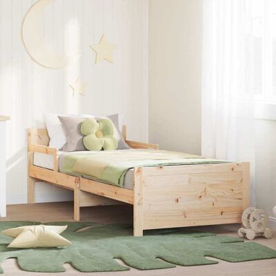 vidaXL Bettrahmen mit Kopfteil Braun 80 x 200 cm Holzwerkstoff - Beige vidaXL Bettrahmen mit Kopfteil Braun 80 x 200 cm Holzwerkstoff - Beige