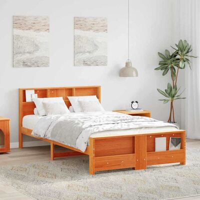 vidaXL Bettrahmen mit Kopfteil Wachsbraun 120 x 200 cm Holzwerkstoff - Braun vidaXL Bettrahmen mit Kopfteil Wachsbraun 120 x 200 cm Holzwerkstoff - Braun