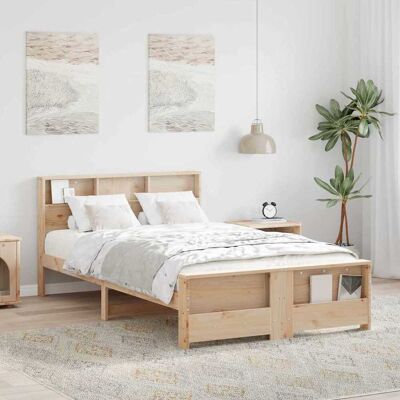 vidaXL Bettrahmen mit Kopfteil Braun 140 x 190 cm Holzwerkstoff - Beige vidaXL Bettrahmen mit Kopfteil Braun 140 x 190 cm Holzwerkstoff - Beige