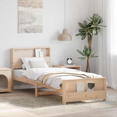 vidaXL Bettrahmen mit Kopfteil Braun 75 x 190 cm Holzwerkstoff - Beige vidaXL Bettrahmen mit Kopfteil Braun 75 x 190 cm Holzwerkstoff - Beige