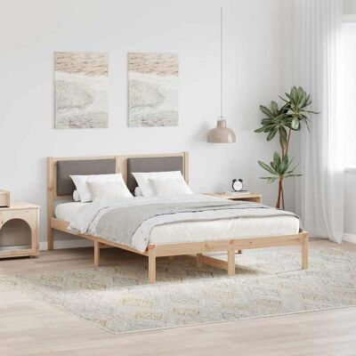 vidaXL Bettrahmen mit Kopfteil Taupe 135 x 190 cm Massives Kiefernholz - Taupe vidaXL Bettrahmen mit Kopfteil Taupe 135 x 190 cm Massives Kiefernholz - Taupe