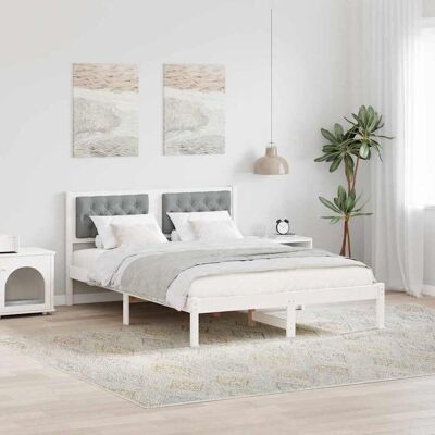 vidaXL Bettrahmen Hellgrau 140 x 190 cm Massives Kiefernholz - Weiß vidaXL Bettrahmen Hellgrau 140 x 190 cm Massives Kiefernholz - Weiß