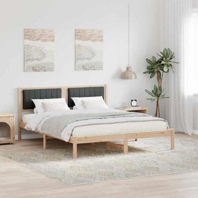 vidaXL Bettgestell mit gepolstertem Kopfteil Dunkelgrau 150 x 200 cm - Braun vidaXL Bettgestell mit gepolstertem Kopfteil Dunkelgrau 150 x 200 cm - Braun
