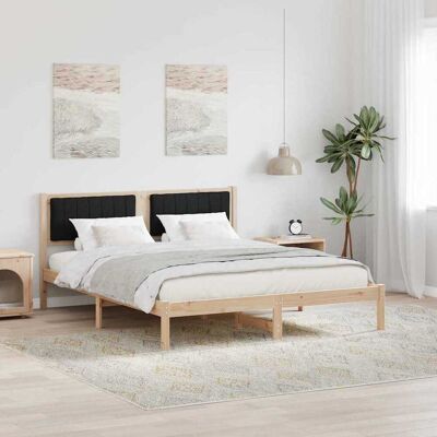 vidaXL Bettgestell mit gepolstertem Kopfteil Schwarz 150 x 200 cm - Braun vidaXL Bettgestell mit gepolstertem Kopfteil Schwarz 150 x 200 cm - Braun