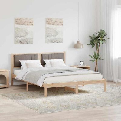 vidaXL Bettgestell mit gepolstertem Kopfteil Taupe 150 x 200 cm - Braun vidaXL Bettgestell mit gepolstertem Kopfteil Taupe 150 x 200 cm - Braun