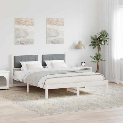 vidaXL Bettgestell mit gepolstertem Kopfteil Hellgrau 150 x 200 cm - Weiß vidaXL Bettgestell mit gepolstertem Kopfteil Hellgrau 150 x 200 cm - Weiß