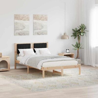vidaXL Bettgestell mit gepolstertem Kopfteil Schwarz 120 x 200 cm - Braun vidaXL Bettgestell mit gepolstertem Kopfteil Schwarz 120 x 200 cm - Braun