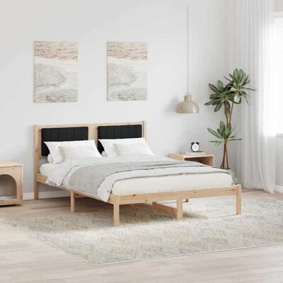 vidaXL Bettgestell mit gepolstertem Kopfteil Schwarz 135 x 190 cm - Braun vidaXL Bettgestell mit gepolstertem Kopfteil Schwarz 135 x 190 cm - Braun